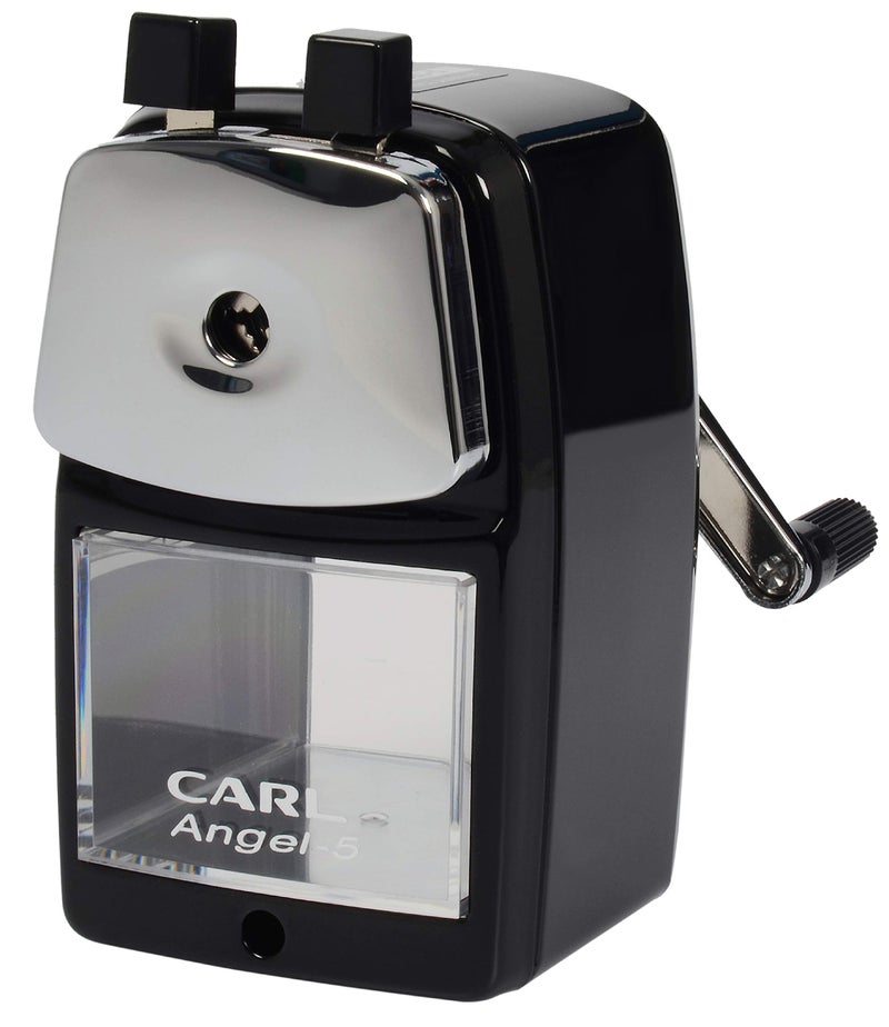 Carl Angel-5 (Black) Heavy-Duty Artist & Teacher Pencil Sharpener â€“ Precision Manual Crank with Auto-Stop, Colored Pencil Compatible, Quiet Operation, Durable Japanese Design. - Image 1